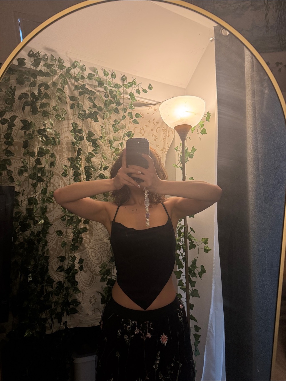 Black Tie-Back Satin Crop Top